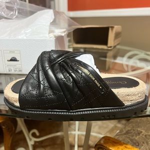 Brand new in box -DTWIST Christian Dior slides goatskin/lambskin- Black size 37